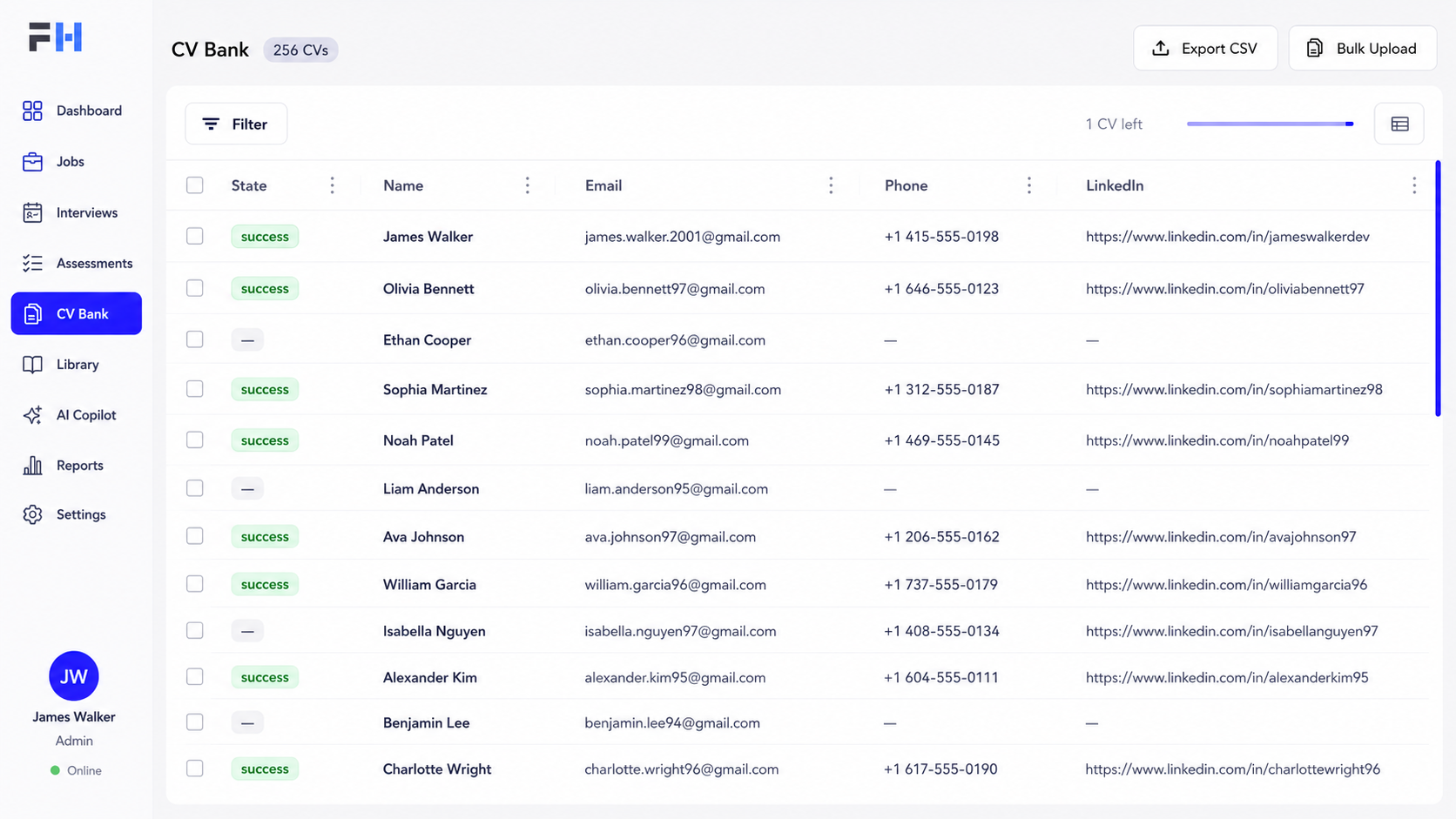 Centralized CV Bank